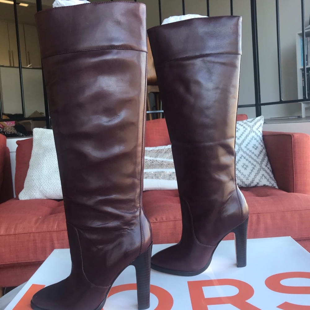 Michael Kors Knee High Heel Leather Boots 5.5 M